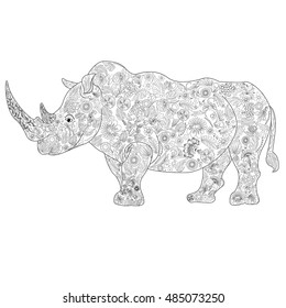 A rhino coloring book for adults vector