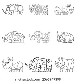 Rhino Coloring Page Vector Illustration
