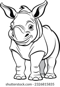 Rhino , colouring book for kids, vector illustration