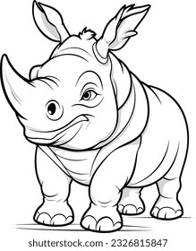 	
Rhino , colouring book for kids, vector illustration	