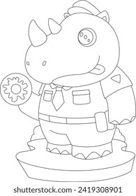 Rhino Cop Donut Police Animal Vector Graphic Art Illustration