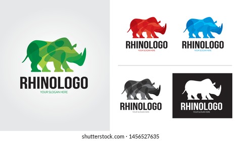 Rhino creative and minimalist logo template Set