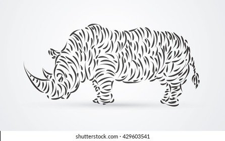 Rhino designed using brush graphic vector.