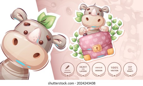 Rhino with diplomat - cute sticker