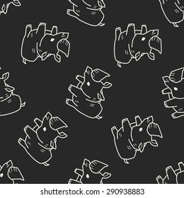 rhino doodle seamless pattern background