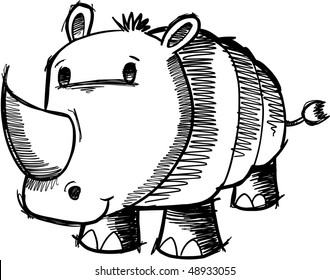 Rhino Doodle Sketch Vector Illustration