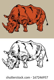 Rhino drawing Vector