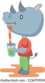 Rhino drinking juice