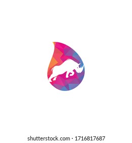 Rhino drop shape concept logo vector design. Rhinos logo for sport club or team.