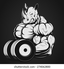 Rhino with dumbbell