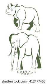 rhino and elephant