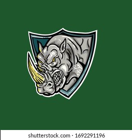 The rhino epsort logo design illustration, rhino mascot logo design for gaming club