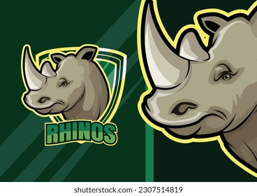 Rhino esport cartoon logo mascot illustration