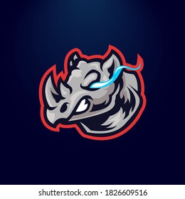 Rhino e-sport team emblem logo design illustration 