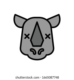 Rhino face with filled line icon vector illustration