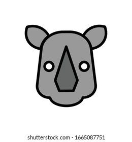 Rhino face with filled line icon vector illustration