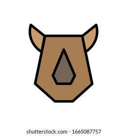 Rhino face with filled line icon vector illustration