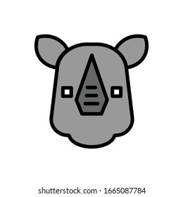 Rhino face with filled line icon vector illustration