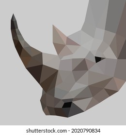 Rhino face with geometry design, low poly triangular and wire frame vector illustration EPS 10 isolated. Polygonal style trendy modern logo design. Suitable for printing on a t-shirt.