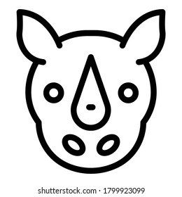 Rhino face icon. Outline rhino face vector icon for web design isolated on white background