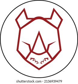 Rhino face logo design. Creative rhino Circle logo template