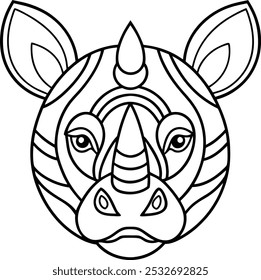 Face de rinoceronte com padrões de mandala integrados na pele | Design intrincado Mandala Animal

