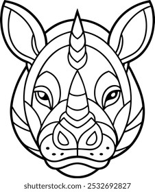 Face de rinoceronte com padrões de mandala integrados na pele | Design intrincado Mandala Animal

