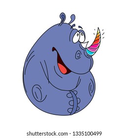 Rhino is a fat unicorn' funny vector poster or t shirt textile graphic design.