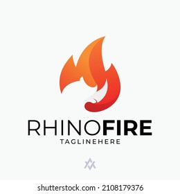 rhino + fire lion logo template for company ,business card ,brand and other