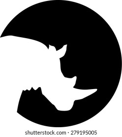 Rhino in front of moon