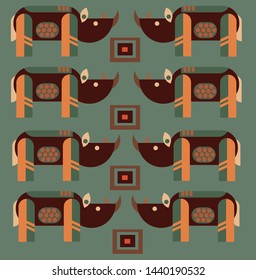 rhino in geometry and patterns style suitable for dress