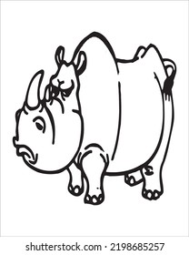 rhino hand drawing on a white background