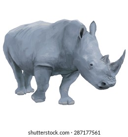 Rhino hand drawn vector colorful illustration 