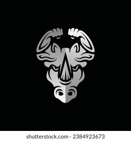 Rhino With Hand Muscle Logo Design template, logo for sport and your company