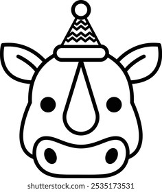 A rhino with a hat on its head