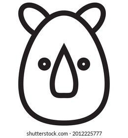 Rhino Head Animal Icon Outline White Background Vector Illustration