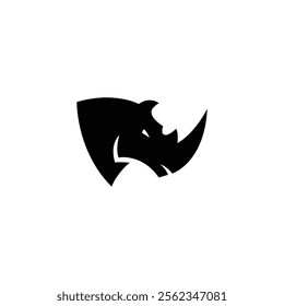 Rhino head animal silhouette. Rhino logo design on white background.