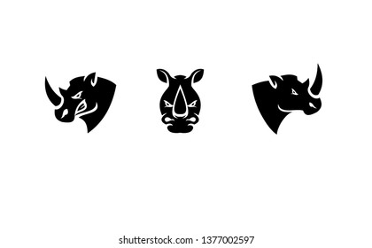 rhino head black logo icon designs vector illustration sport