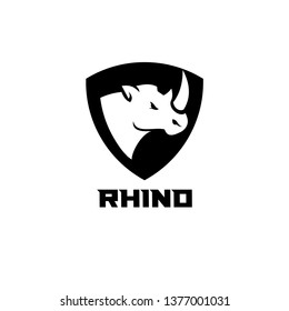 rhino head black shield logo icon designs vector illustration sport