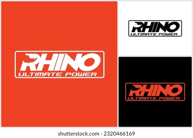 Rhino Head Combination with Letter Logo Template Vector Icon Design Illustration