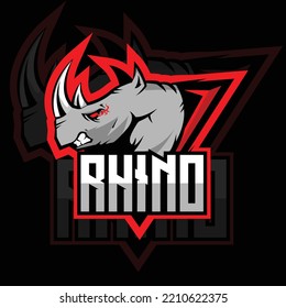 Rhino Head and Cross Arm E-Sport Logo, Mascot, and Emblem Template Isolated Vector. Illustration Logo. Rhino design for gaming or esports branding!