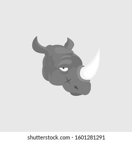 rhino head design vector. rhino face logo illustration.
