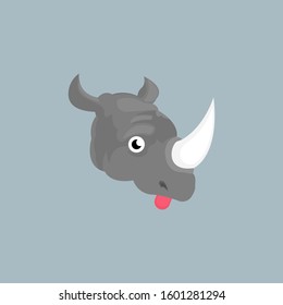 rhino head design vector. rhino face logo illustration.