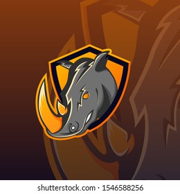 Rhino head with horns esport logo