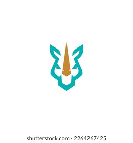 rhino head logo design, animal head abstract logo