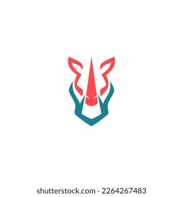 rhino head logo design, animal head abstract logo