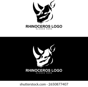 Vetor monocromático de design de logotipo Rhino Head
