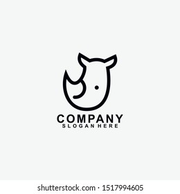Rhino Head Logo Design Template. Modern Design. Vector Illustration