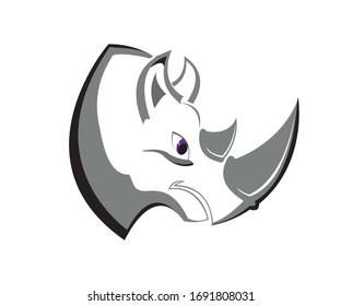 rhino head logo design vector