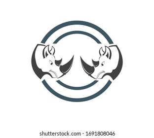 rhino head logo design vector